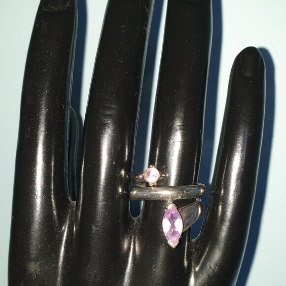 Vintage Fancy Natural Amethyst 925 Sterling Silver Wrap Ring - Picture 3 of 12